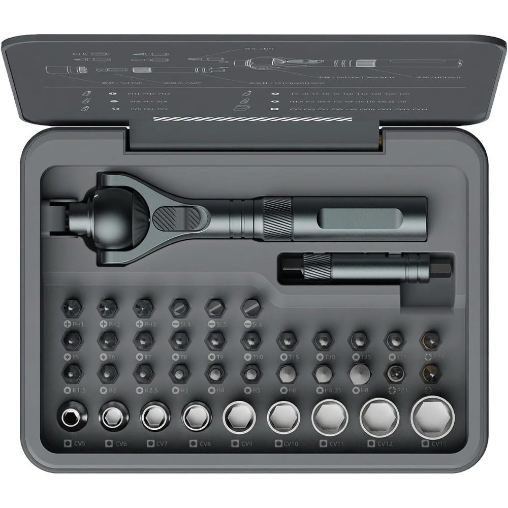 40 in 1 Ratchet Screwdriver Set with Detachable Handle, 180° Ratchet Head, 45-Tooth Mechanism, Magnetic Tool Kit with Case for Computer, Electronics Repair, Ideal for Home, DIY, and Maintenance