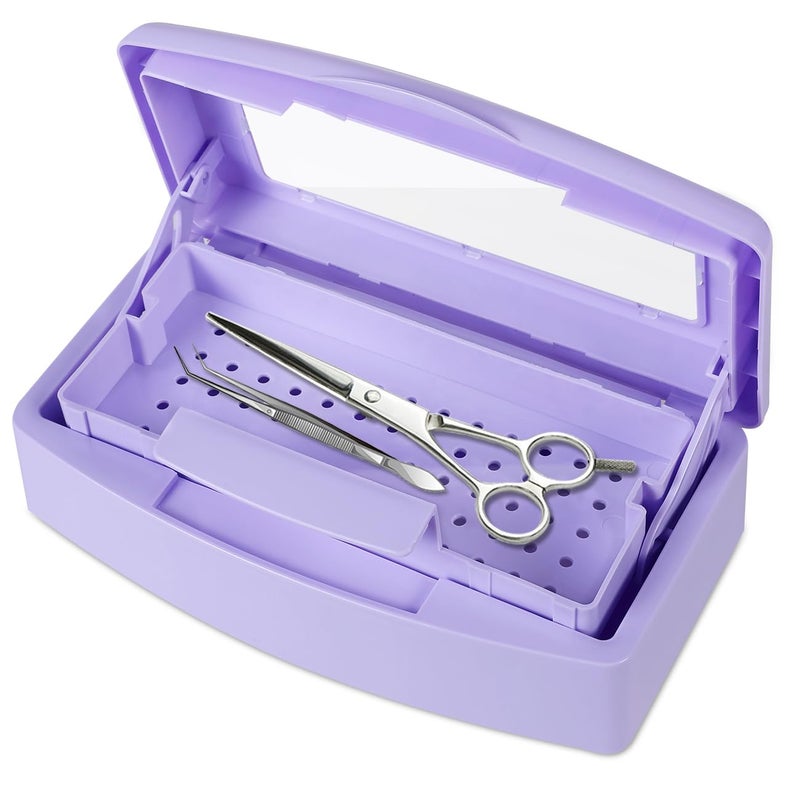 Gusnilo Nail Tool Sterilizer Box Disinfectant Jar Plastic Disinfectant Container Suitable for Nail Tools Hair Salons Beauty Centers and Manicure and Nail Equipment(Purple) - Image 1