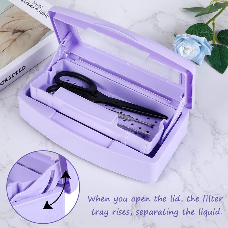 Gusnilo Nail Tool Sterilizer Box Disinfectant Jar Plastic Disinfectant Container Suitable for Nail Tools Hair Salons Beauty Centers and Manicure and Nail Equipment(Purple) - Image 4
