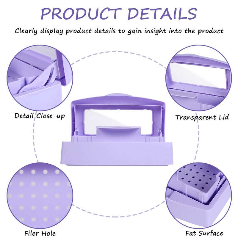 Gusnilo Nail Tool Sterilizer Box Disinfectant Jar Plastic Disinfectant Container Suitable for Nail Tools Hair Salons Beauty Centers and Manicure and Nail Equipment(Purple) - Image 3