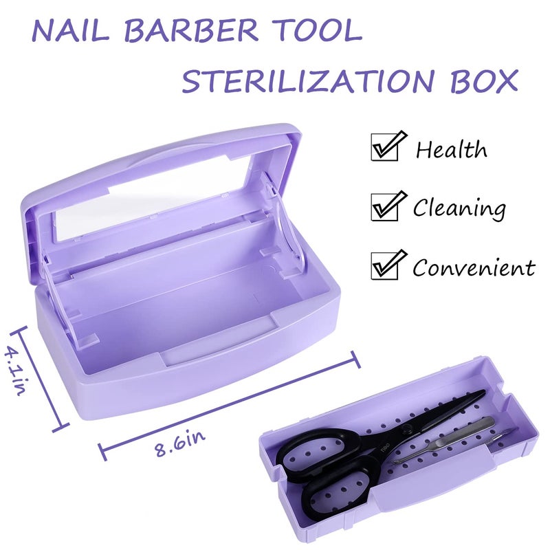 Gusnilo Nail Tool Sterilizer Box Disinfectant Jar Plastic Disinfectant Container Suitable for Nail Tools Hair Salons Beauty Centers and Manicure and Nail Equipment(Purple) - Image 2