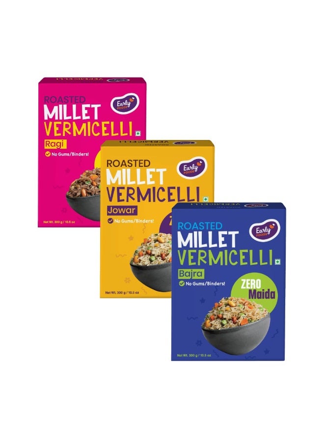 Early Foods - Assorted Pack of 3 No Maida Ragi, Jowar & Bajra Vermicelli | Millet Seviya 300 gms x 3 - Image 2
