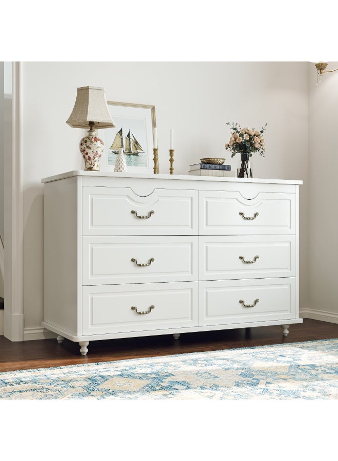 Storage Cabinet, 3 Tier Entryway Narrow Sideboard Buffet Wooden Cabinet, Modern Coffee Corner Cabinet with 6 Drawers for Home Office Hallway Living Room, 120*40*78cm, White - Image 1