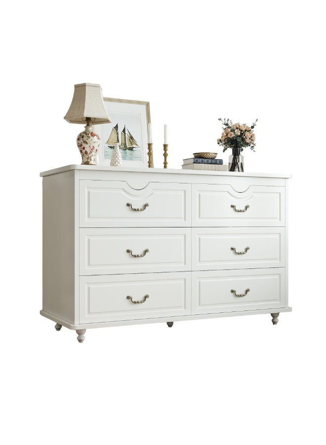 Storage Cabinet, 3 Tier Entryway Narrow Sideboard Buffet Wooden Cabinet, Modern Coffee Corner Cabinet with 6 Drawers for Home Office Hallway Living Room, 120*40*78cm, White - Image 4
