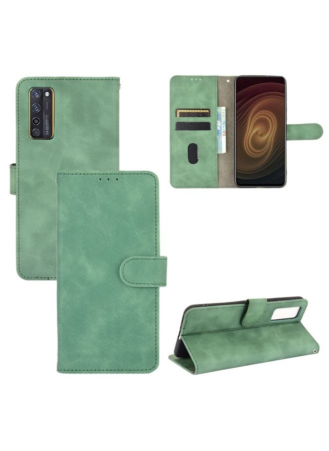HuHa Case Cover For ZTE Axon 20 5G / A20 5G Solid Color Skin Feel Magnetic Buckle Horizontal Flip Calf Texture PU Leather Case with Holder & Card Slots & Wallet(Green) 