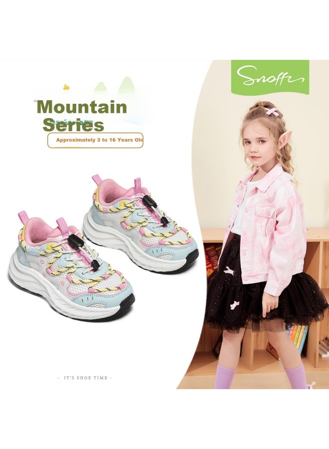 Snoffy Snafi Kids Running Shoes Spring Girls Sports Shoes Soft Sole Lightweight Breathable Hiking Outdoor Shoes Blue White Size 30 - Image 1