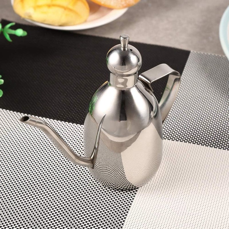 MAVIS LAVEN Stainless Steel Olive Oil Dispenser, 0.35L Oil Bottle with Drip Free Spout and Ergonomic Handle, Vinegar Pourer for Kitchen Cooking, Salad Dressing, Table Serving - Image 5