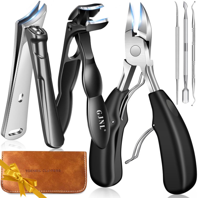 GJNL 2026 Toenail Clippers for Thick Toenails for Seniors Angled Head Large Toe Nail Clippers Set for Men Heavy Duty Ingrown Toenail Clippers with Long Handle Ultra Sharp Slanted Nail Cutter Wide Jaw - Image 2