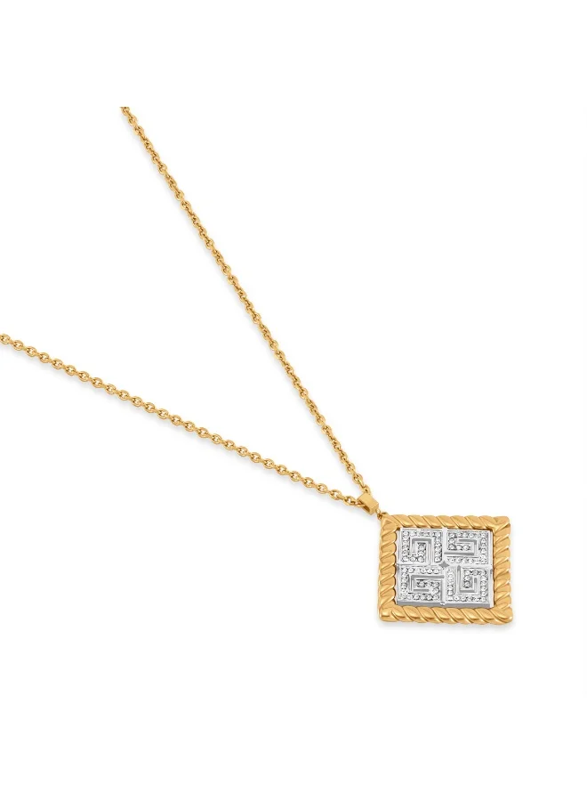 غاي لاروش Cecile Big Stainless Steel & Gold-Plated Necklace with Twisted Wire & Crystals