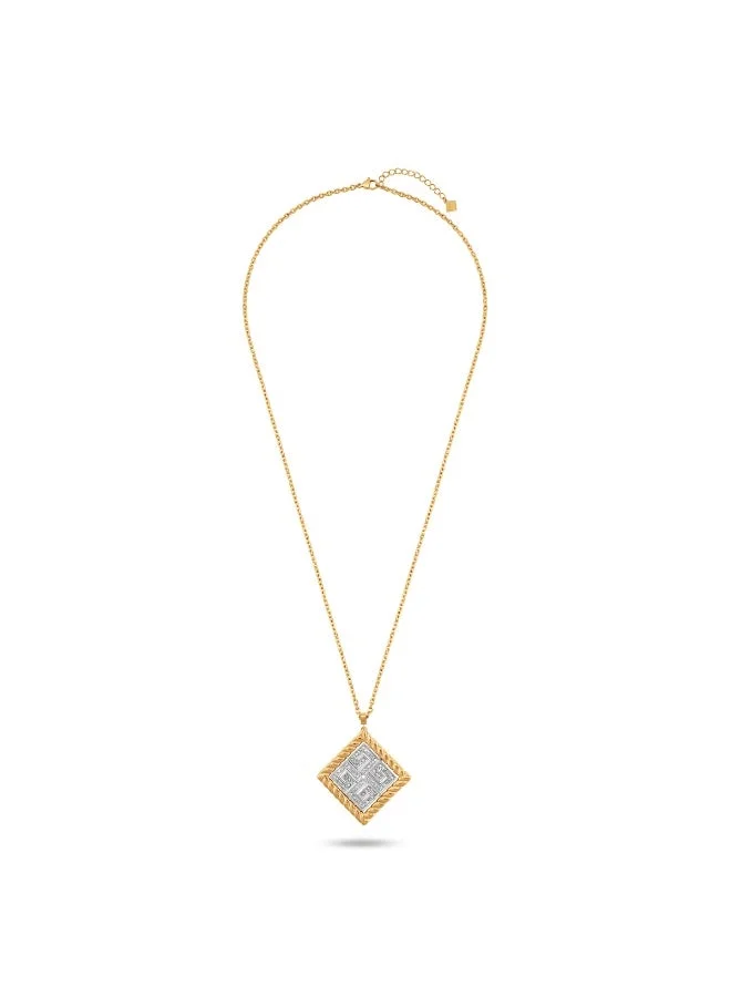 Guy Laroche  Cecile Big Stainless Steel & Gold-Plated Necklace with Twisted Wire & Crystals for Women | Best Price UAE