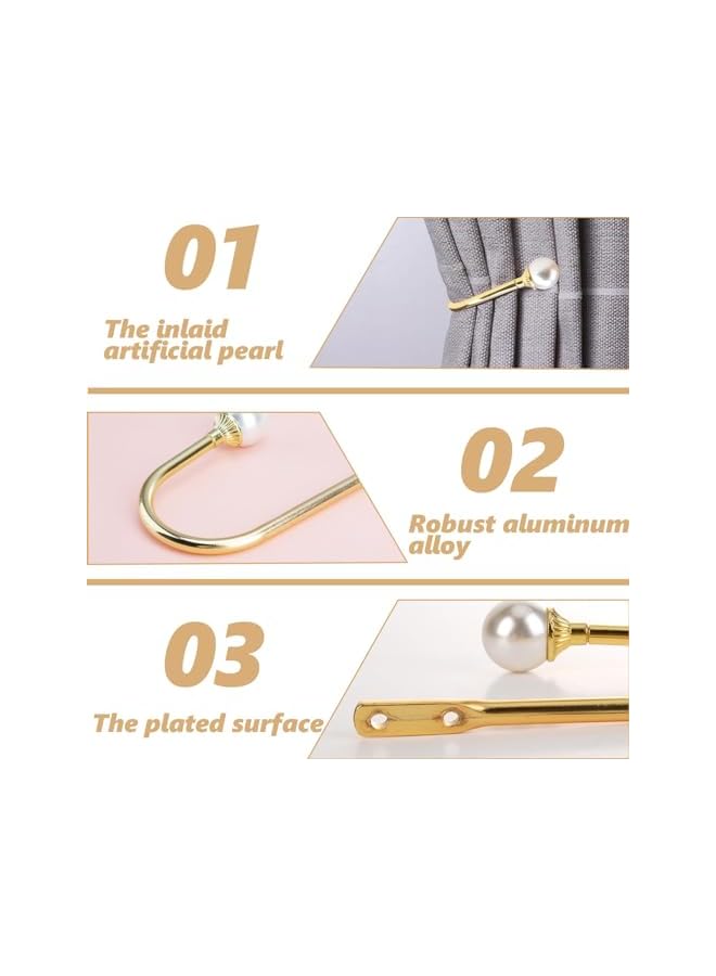 The Bros 2pcs Curtain Holdback, Heavy Duty U Shaped Curtain Tie Hooks, Wall Mounted Metal Curtains Tie Backs with Fixing Screws, Easy to Intall Gold Hold Back, Luxurious Home Living Room Decorations  - Image 5