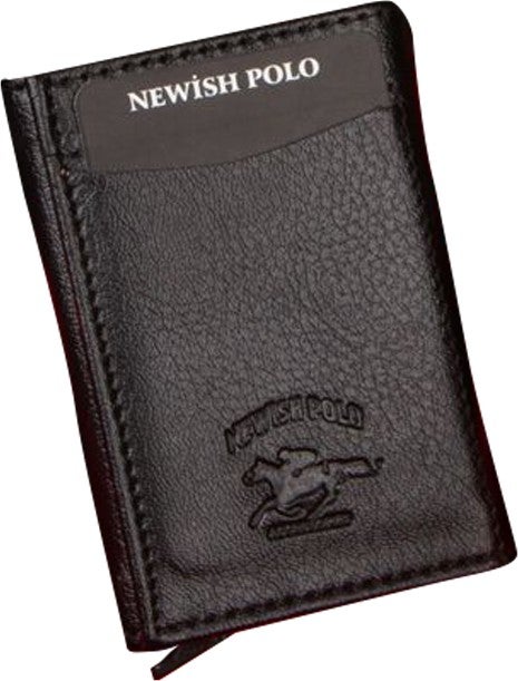 Newish Polo Stylish Vegan Leather 2-Piece Set Black Men's Belt Wallet Card Holder Gift Box  - Image 3