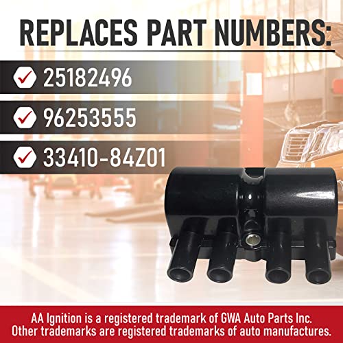 AA Ignition Ignition Coil Pack Replacement - Compatible with Chevrolet, Pontiac, Suzuki Vehicles - Aveo, Aveo5, Optra, Wave, Wave5, Forenza, Reno - Replaces Part 25182496, 96253555, 33410-84Z01 - Image 3