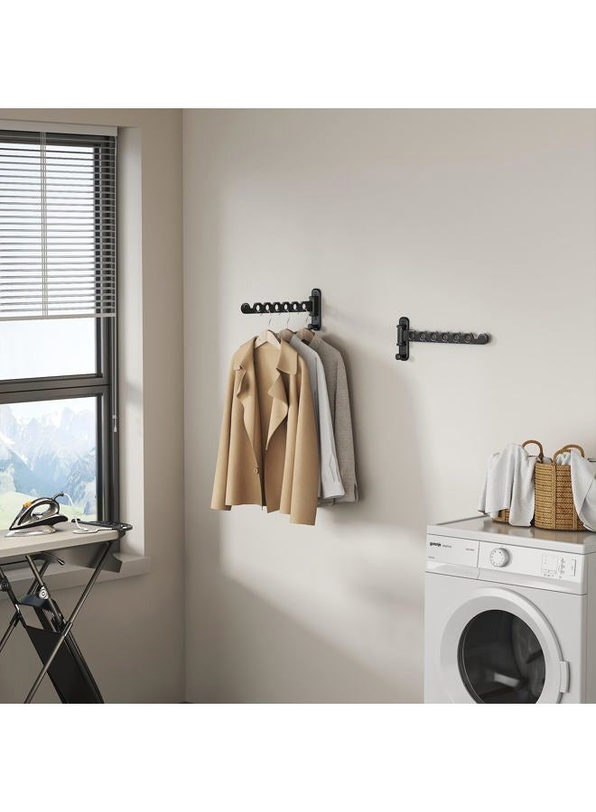 dancrul Wall Mounted Clothes Hanger Rack Foldable Drying Rack Hook Folding Indoor for Laundry Room Organization Bedroom Collapsible Racks Perfect for Small Spaces, 6 Hole Black 2 Packs - Image 4