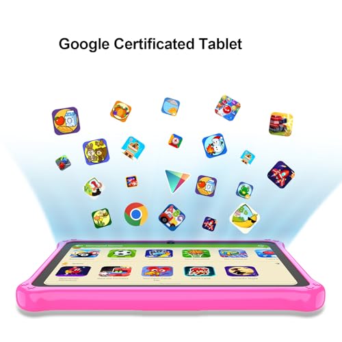 PRITOM Lanyard Kids Tablet 7 inch, 32GB Toddler Tablet Android 13 with WiFi, Dual Camera, Education, Games, Kids Software Pre-Installed, Parental Control, Pink - Image 3