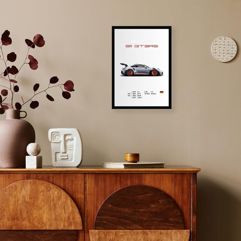 CodersParadise - Posche GT3RS Wall Poster Frame | 8x12 Inch (A4 Size) | Premium Car Artwork for Home, Bedroom & Living Room | Aesthetic Sports Car Wall Decor - Image 3