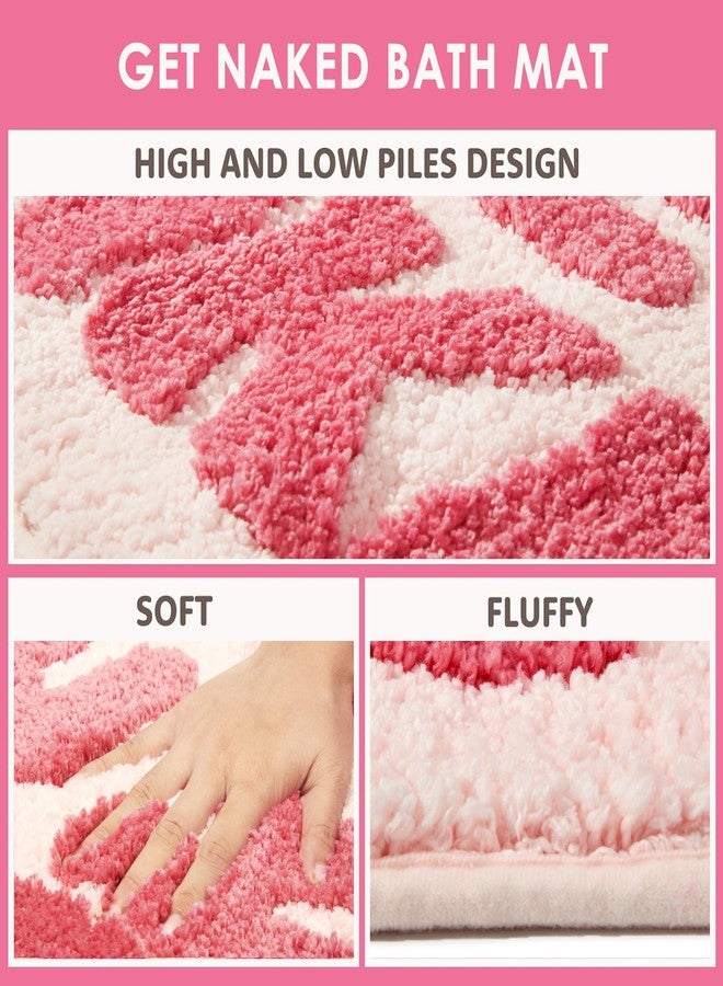 DyeFury Irregular Shaped Get Naked Bath Mat Pink - Fun Bath mat, Small Preppy Bathroom Decor, Funny Aesthetic Bathroom Rugs for Apartmen Decor, Non-Slip Hot Pink Bath Rugs for Girls 31" x 18" - Image 4