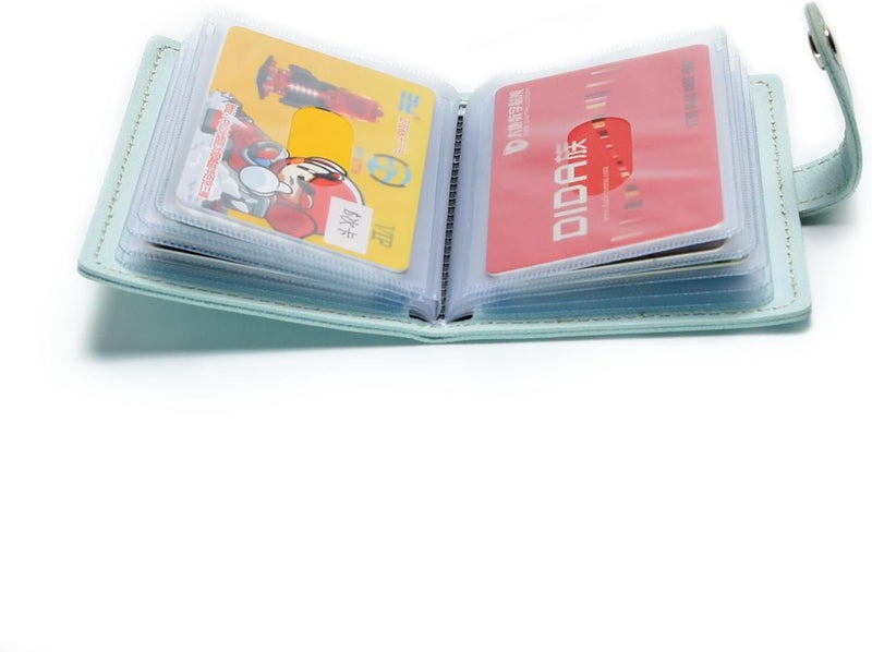 karlling credit card holder wallet for women/man soft leather business card holder card case organizer bag with 20 card sleeves inside(Light Blue) - Image 4