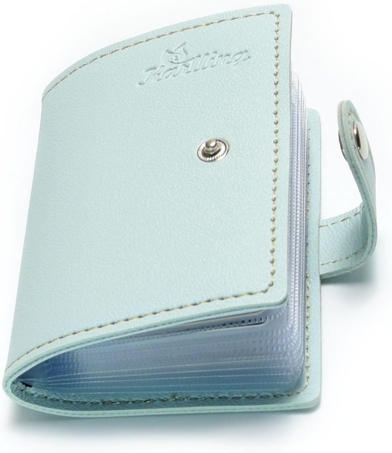 karlling credit card holder wallet for women/man soft leather business card holder card case organizer bag with 20 card sleeves inside(Light Blue) - Image 3