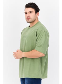 Blank Essentials Men Crew Neck Short Sleeve Brand Logo T Shirt, Forest Green  - Image 2