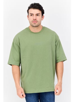 Blank Essentials Men Crew Neck Short Sleeve Brand Logo T Shirt, Forest Green  - Image 1