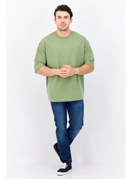 Blank Essentials Men Crew Neck Short Sleeve Brand Logo T Shirt, Forest Green  - Image 3
