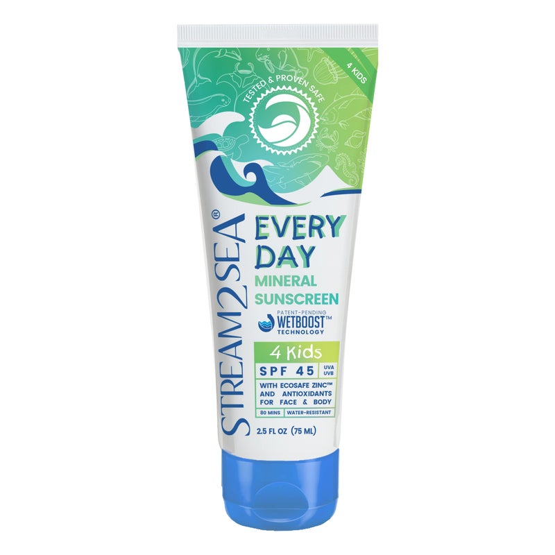 STREAM 2 SEA SPF 45 Every Day Kids Mineral Sunscreen | 2.5 Fl Oz Biodegradable, Paraben Free & Reef Safe Sunscreen for Face & Body for Kids | Non-Greasy, Lightweight & Sheer Mineral Protection Against UVA & UVB - Image 1