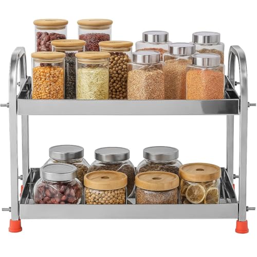 Namani 2-Tier Stainless Steel Kitchen Rack – Countertop Organizer Storage Shelf | Rustproof Space Saver Rack for Spices, Jars, Utensils | Multipurpose Shelf Stand for Kitchen, Bathroom (2-Tier) - Image 1