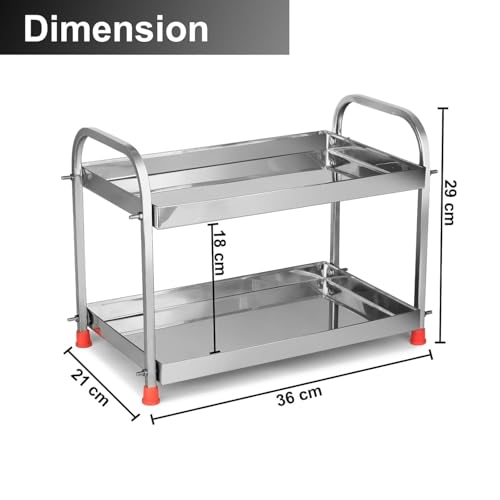 Namani 2-Tier Stainless Steel Kitchen Rack – Countertop Organizer Storage Shelf | Rustproof Space Saver Rack for Spices, Jars, Utensils | Multipurpose Shelf Stand for Kitchen, Bathroom (2-Tier) - Image 5