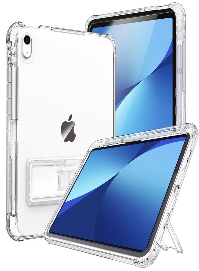 Rantice iPad 10th Generation Case, Pencil Holder & Kickstand - Slim, Glittery and Shockproof Bumper for Women and Girls, Clear - Image 1