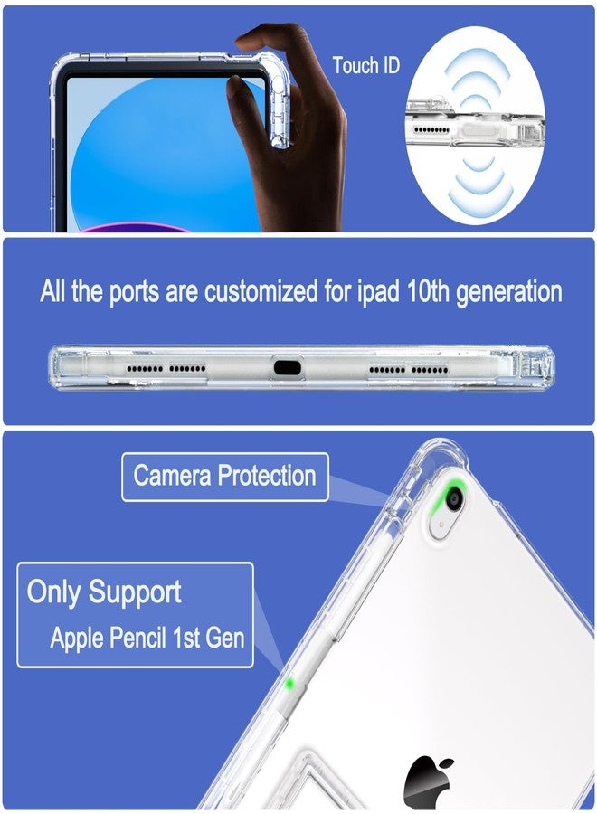 Rantice iPad 10th Generation Case, Pencil Holder & Kickstand - Slim, Glittery and Shockproof Bumper for Women and Girls, Clear - Image 4