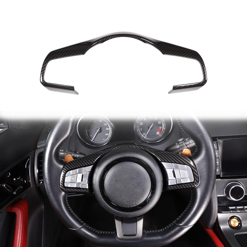 Daeiclru Car Steering Wheel Cover Trim Compatible with Jaguar FPace FType XF XF XFL 20162019 Steering Wheel Decoration Frame Accessories Carbon Fiber Pattern