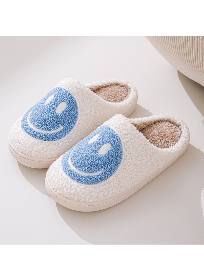 Smiling Bedroom Home Slippers Warm and Thick Blue - Image 2