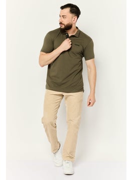 Nordland Men Regular Fit Brand Logo Short Sleeve Lifestyle Polo Shirt, Dark Olive  - Image 3