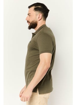 Nordland Men Regular Fit Brand Logo Short Sleeve Lifestyle Polo Shirt, Dark Olive  - Image 2