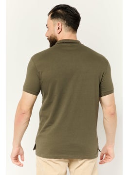 Nordland Men Regular Fit Brand Logo Short Sleeve Lifestyle Polo Shirt, Dark Olive  - Image 4