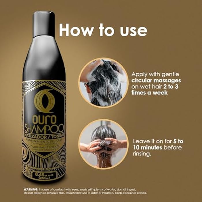 OURO Color-Enhancing Shampoo for Dark Brown & Black Hair – Neutralizes Yellow Tones, Boosts Shine & Intensity, Revitalizes Gray Hair, Protects Color, Use 2-3x Weekly for Best Results (8.45OZ) - Image 4
