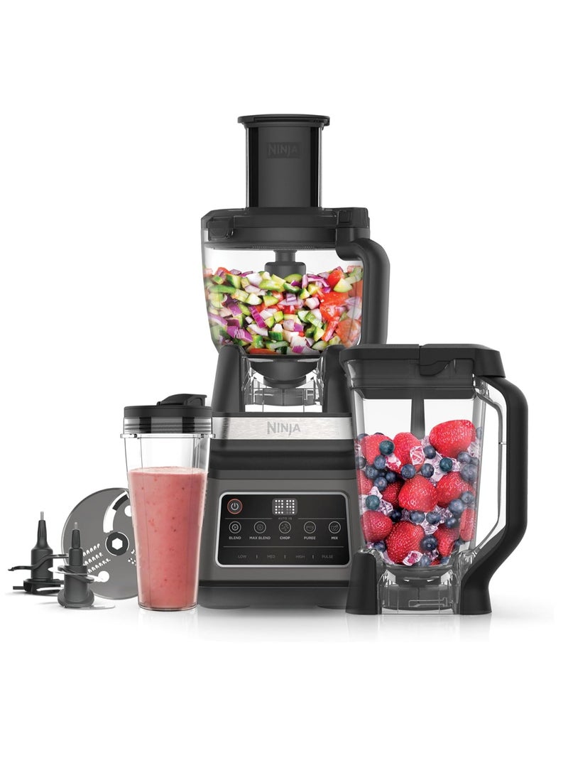 Ninja Mixer With Auto-iQ Food Processor Stand Mixer Personal Blender 1200 W 1.8 Litre Container 2.1 Litre Jug 700 ml Cup With Lid 2.1 L 1200 W BN800EU Black/Silver - Image 1