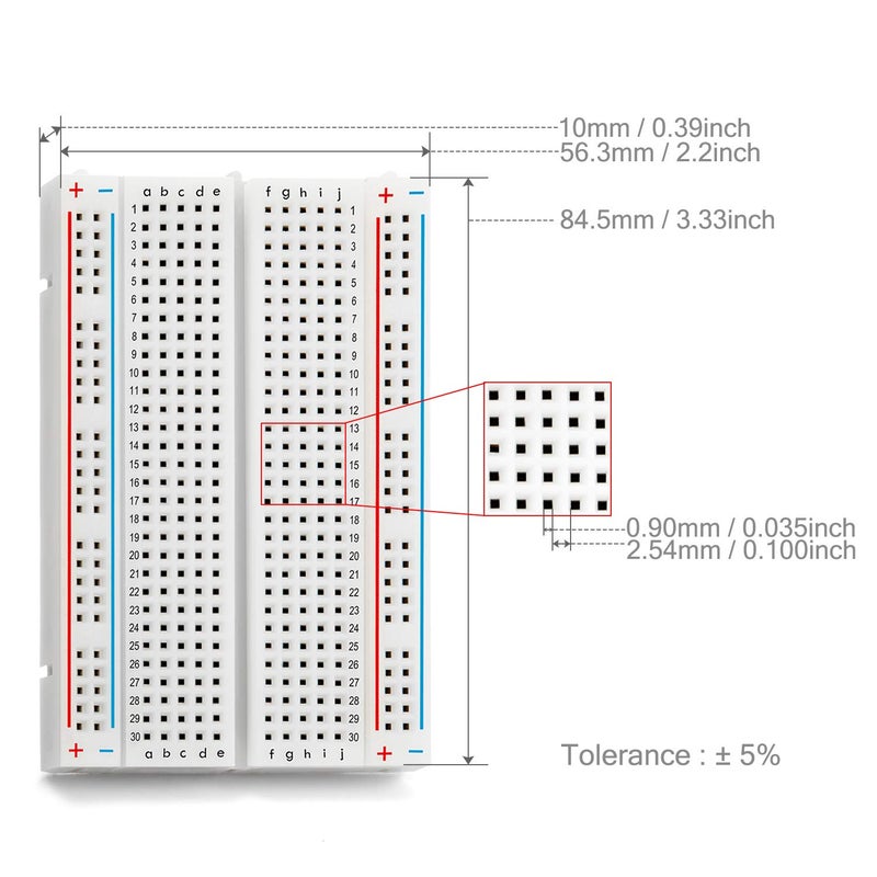 CHANZON 3 pcs Breadboard with 400 Tie Points (BB-801) Solderless Prototype Kit Universal PCB Bread Board Plus 2 Power Rail and Adhesive Back for Small DIY Kits Arduino Proto Raspberry rasp Pi Project - Image 3