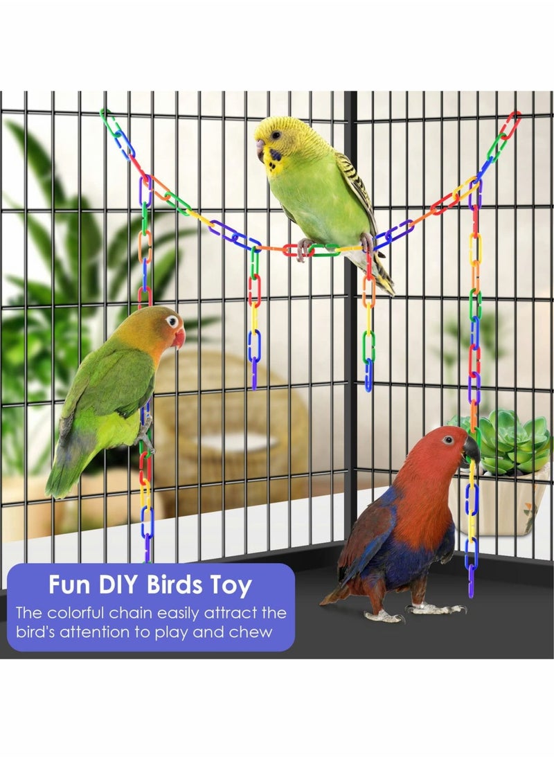 Excefore - Plastic Chain Links for Birds, 200PCS Mix Color Rainbow DIY C-Clips Chains Hooks Swing Climbing Cage Toys - Image 1