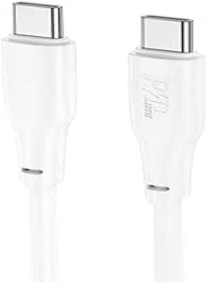 Hoco Hoco X93 - Force Fast Charging And Data Transmittion Cable (100W - 3A - 2M), USB-C To USB-C Plug, Compatible With Samsung Huawei Xiaomi Oppo - White 