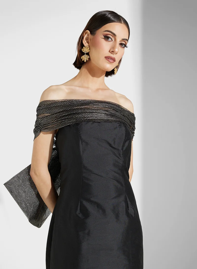 نمشي x Beaded Off-Shoulder Dress