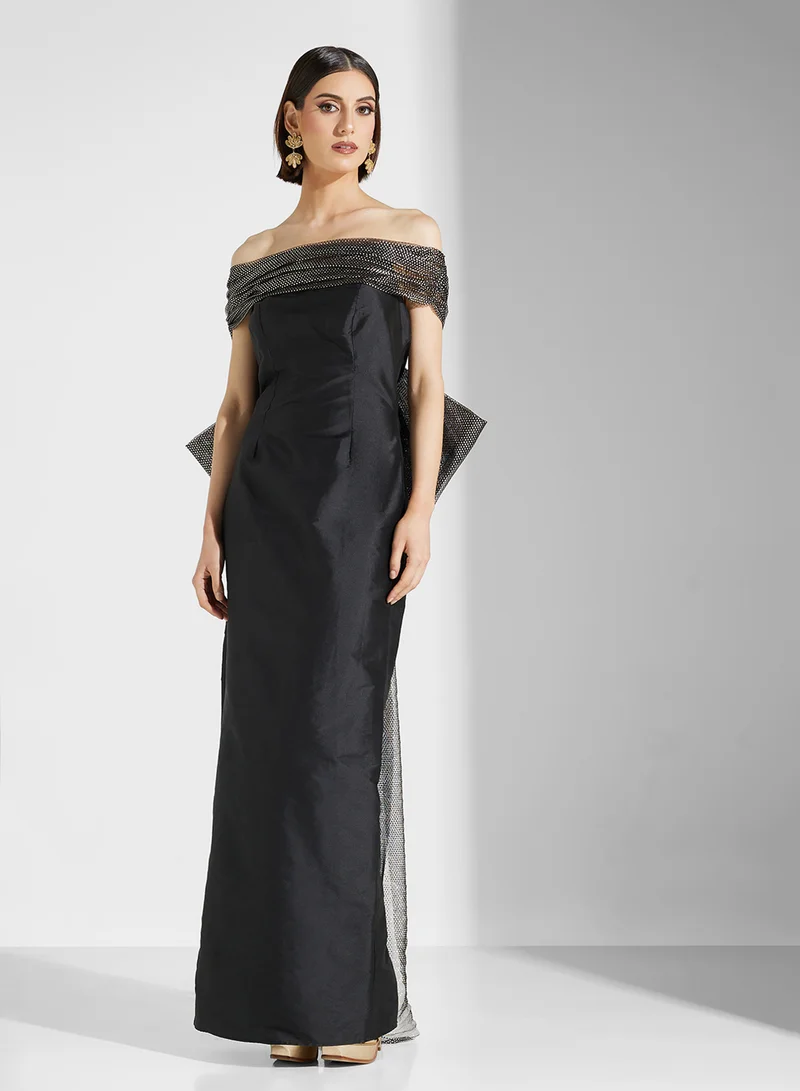 نمشي x Beaded Off-Shoulder Dress