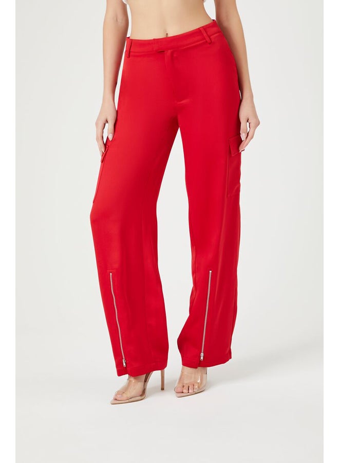 FOREVER 21 Satin Cargo Zipper Pants - Image 2