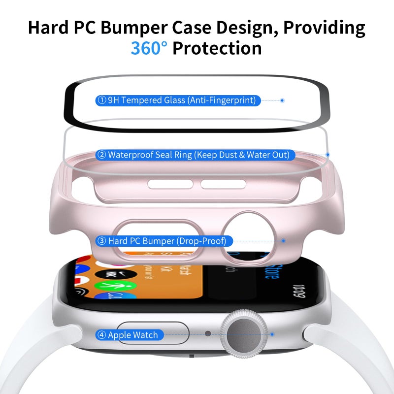 JERXUN 6 Pack Case with Tempered Glass Screen Protector for Apple Watch Series 11 Series 10 46mm, Scratch Resistant Full Protective Hard PC Bumper Cover for iWatch 46mm - Image 2