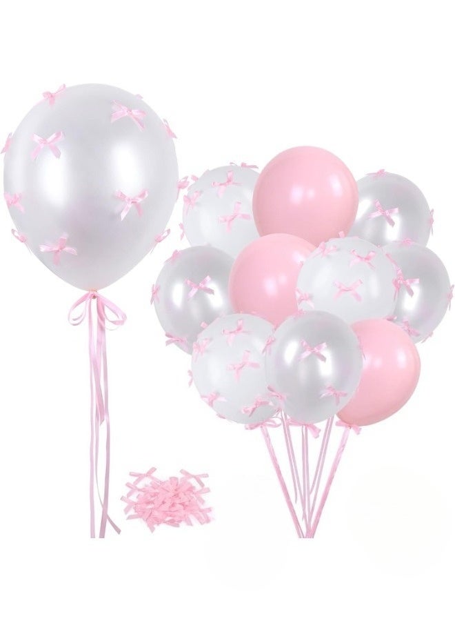 SenRan 32 PIECES  LATEX BALLOON PARTY SET: 5 White Latex Balloons, 5 pink Latex Balloons、20 Pink Bows and 2 Clear Sticky Dots - Perfect for Valentine's Day, Birthdays, Weddings, Bridal Showers, Weddings, Photographers, Princess Parties, Bridal Showers and Bachelorette Party Decorations! - Image 4