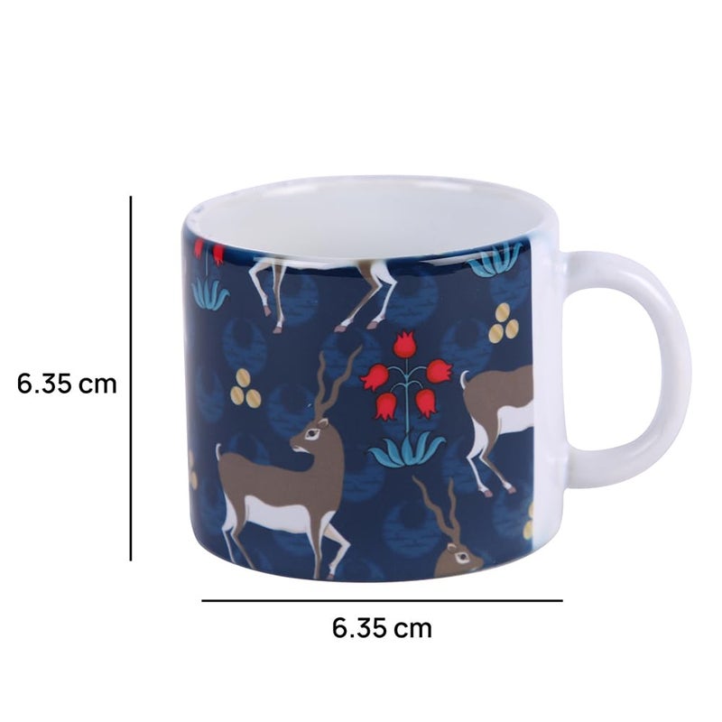 PentaDeco Ceramic Mugs with Deer Motif Set of 2 Blue and White - Image 2
