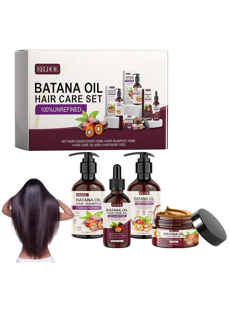 EELHOE Batana Oil Volumizing Shampoo And Conditioner Set, Hair Care Repairs Anti-frizz, Deep Nourishes Scalp, Smooth Hair Travel Set Include Shampoo Conditioner Hair Mask Hair Oil (4pcs) - Image 3