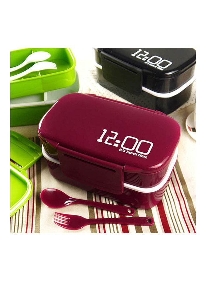 NIBEMINENT Double Layer Lunch Box Red/White - Image 2