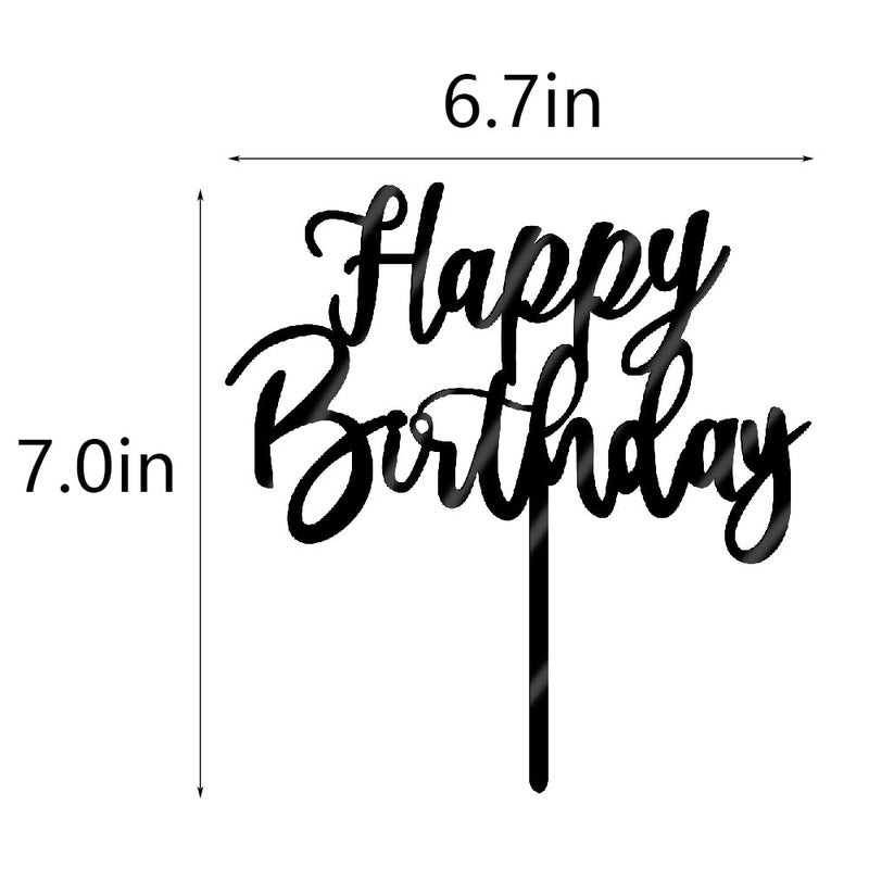 YUINYO Happy Birthday Cake Topper  Happy Birthday Cake Decoration Suitable For Party Decoration For Anniversary/Birthday (Acrylic black) - Image 3